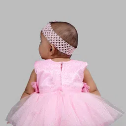 BAESD Girls Floral Print Net Round Neck Sleeveless Fit & Flare Dress Comes With A Belt image 4