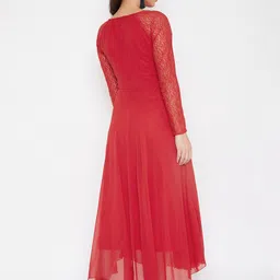 HELLO DESIGN Red Georgette Maxi Dress image 5