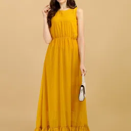 Vidraa Western Store Round Neck Georgette Maxi Dress image 5