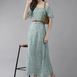 Aarika Floral Print Off-Shoulder Georgette Maxi Dress image 4