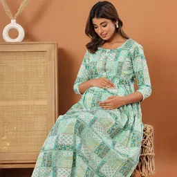 LALI JAIPUR Printed Cotton Maternity A-Line Midi Dress image 2