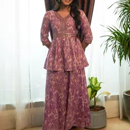 AURELIA Ethnic Motif Printed Sequinned Cotton Fit & Flare Midi Dress-picture-20