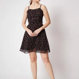 CHARMGAL Floral Print Georgette Fit & Flare Dress image 4