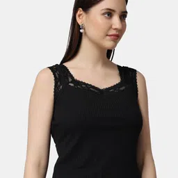 Popwings Sleeveless Lace Inserts Crop Top image 3