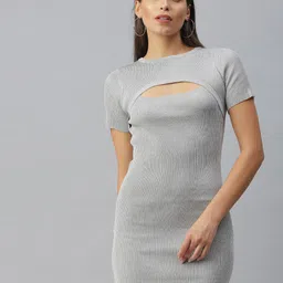 SHOWOFF Round Neck Cut-Out Bodycon Mini Dress image 1