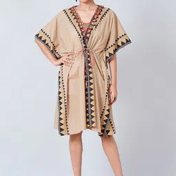 First Resort by Ramola Bachchan V-Neck Print Kaftan Dress image 1
