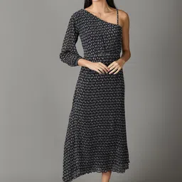 SHOWOFF Floral One Shoulder Chiffon A-Line Midi Dress image 3