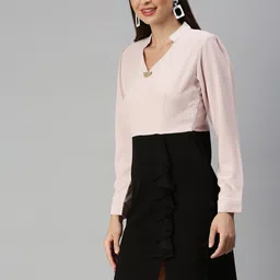 SHOWOFF Colourblocked Ruffles Sheath Mini Dress image 3