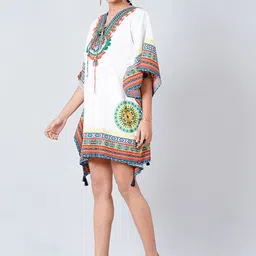 First Resort by Ramola Bachchan Tribal Printed Cotton Kaftan Dress image 3