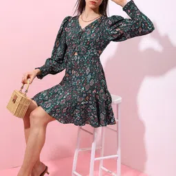 Tokyo Talkies Ethnic Motifs Printed Fit & Flare Mini Dress image 4