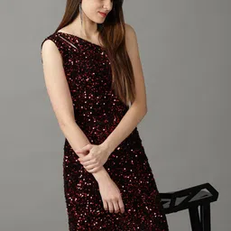 SHOWOFF Embellished One Shoulder Net Maxi Maxi Dress image 1