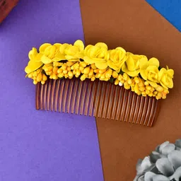 Silvermerc Designs Women Yellow & Brown Embellished Comb Pin-picture-38