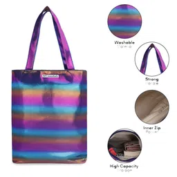 NFI essentials Purple & Blue Colourblocked Oversized Shopper Tote Bag image 5