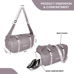 storite 17.8 L Gym Duffel Bag - 43 Cm Gym Bag with Wet Pocket & Shoe Compartment - Pink image 2