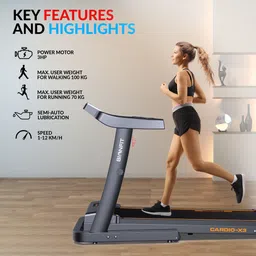 bionfit CARDIO-X3 Running Machine | Inbuilt Bluetooth, 3HP DC Motorized |Manual Incline Treadmill image 4