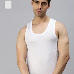 Lux Cozi Men Pack Of 2 White Solid Cotton Innerwear Vests-picture-18