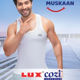 Lux Cozi Men Pack Of 5 Solid Pure Cotton Innerwear Undershirt Vests image 2