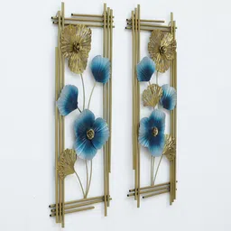 art house Ginko Triple Rod Multicolour Metal Wall Art (Set of 2 ) image 4