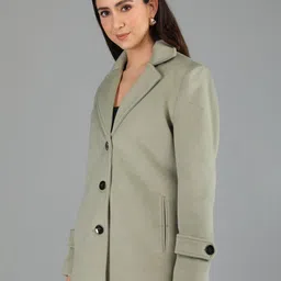 honnete 100 % Polyester Solid Coat For Women image 3