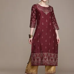 Anouk Women Maroon Ethnic Motifs Printed Regular Kurta with Palazzos image 4