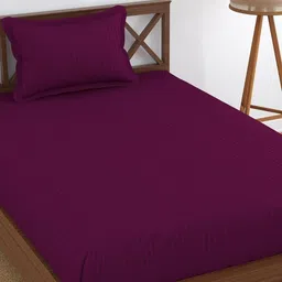 UrbanArts Burgundy Striped Microfiber 200 TC Single Bedsheet with 2 Pillow Covers-image-43