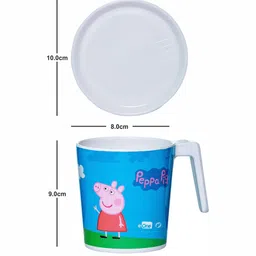 Servewell White & Blue 4 Pieces Peppa Pig Printed Melamine Glossy Mugs-320ml image 3