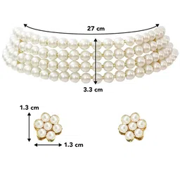 Peora Gold- Plated Pearl & Kundan Stone Studded Jewellery Set image 4