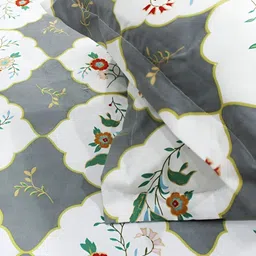 Aurave Grey & White Ethnic Motifs 210 TC Microfiber King Bedsheet With 2 Pillow Covers-image-21