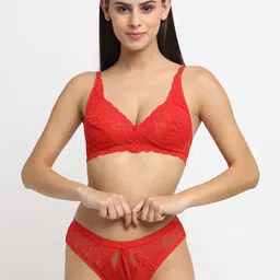 Friskers Women Red Self Design Lingerie Set O-306-03-30-image-38