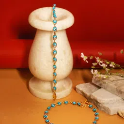 VIRAASI Set Of 2 Gold-Plated Stone Studded Anklets-image-14