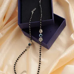 Jazz and Sizzle Women Set Of 2 Silver-Plated Black Anklet-picture-28