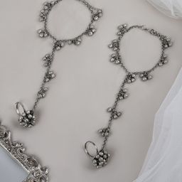 TEEJH Ghungroo Detailed Alloy Oxidised Anklets-picture-34
