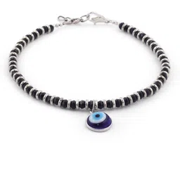 EL REGALO Set of 2 German Silver Black Beaded Evil Eye Charm Motif Anklets-picture-19