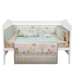 abracadabra Infants pack of 6 Cream- & Green Printed Baby Bed Set-picture-49