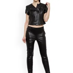 BEAVER Spread Collar Lightweight Rapid-Dry Crop Biker Jacket-image-0