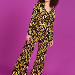 Popwings Conversational Printed V-Neck Top With Shrug & Bootcut Trousers-picture-23