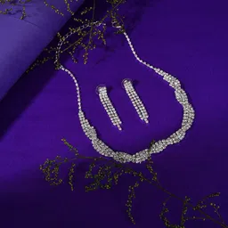 SOHI Silver-Plated White Stone Studded Jewellery Set-picture-29