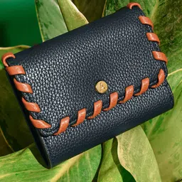 Accessorize London Women's Faux Leather Navy Whipstitch Purse image 1