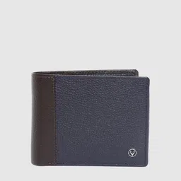 Allen Solly Men Brown & Navy Blue Colourblocked Leather Two Fold Wallet-picture-47