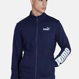 Puma Men Gingham Logo Printed Slim-Fit Knitted Cotton Sporty Jacket-picture-28