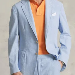 Polo Ralph Lauren Notched Lapel Tailored Fit Cotton Single-Breasted Blazer-image-21