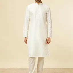 Manyavar Geometric Embroidered Thread Work Kurta with Pyjamas-picture-26