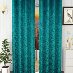 Homefab India Turquoise Blue Set of 2 Room Darkening Door Curtains  7 Feet-picture-27