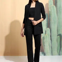 Tokyo Talkies Black Strapless Top & Jacket With Trousers-picture-33