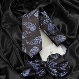 kavove KOVOVE Men Black Floral Neck Tie & Pocket Square Gift Set-picture-36