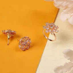 PRIVIU Rose Gold-Plated AD-Studded Jewellery Set-image-98