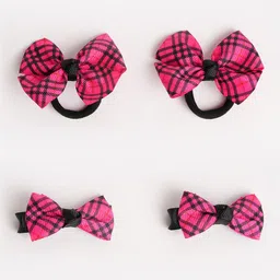 RIBBON CANDY Girls Set of 4 Checked Ponytail Holders & Alligator Hair Clip-image-42