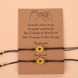Yellow Chimes Unisex Set of 2 Black Classic Charm Bracelet-picture-36