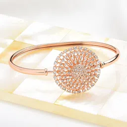 AMI Women Rose Gold Brass Cubic Zirconia Kada Bracelet-picture-42