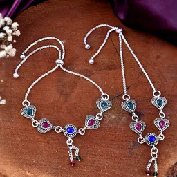 Silvermerc Designs Silver-Plated Stone-Studded And Beaded Anklets-picture-14